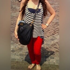 Forever 21 Navy and White Striped Tank Top